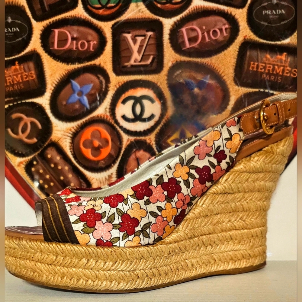Louis Vuitton ESPARDRILLES WEDGE SHOES.. W/,COA